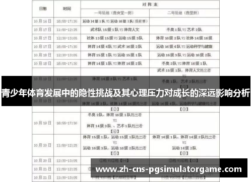青少年体育发展中的隐性挑战及其心理压力对成长的深远影响分析
